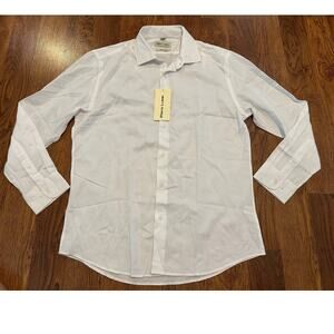 Piero Lusso Men’s Classic White Button Down Shirt Slim Fit Size Medium NWT